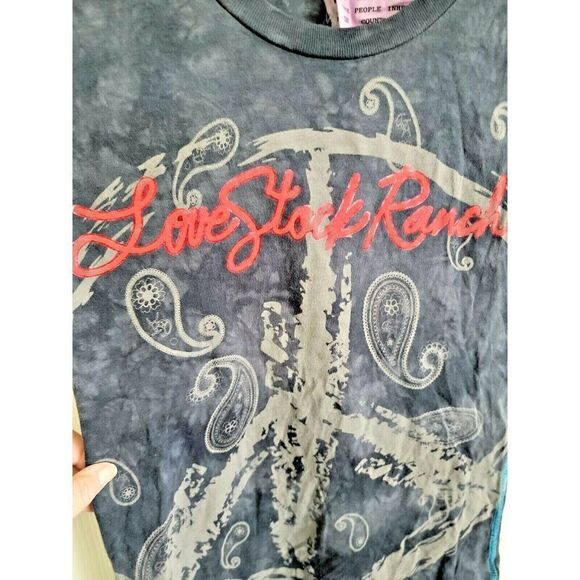 Christian Audigier "C Bar A" Lovestock Ranch T-Shirt‎ Women's M Medium Gray S/S - Picture 5 of 6